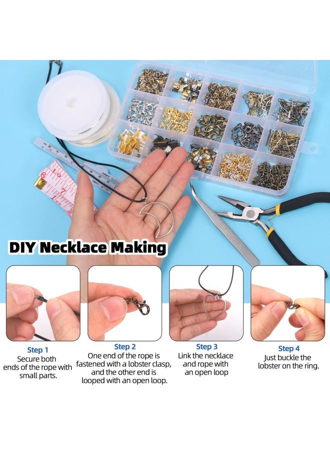 Glarks 1468Pcs Jewelry Making Kit with Pliers, Findings, Beading String for Jewelry Repair, Making and Beading - Image 5